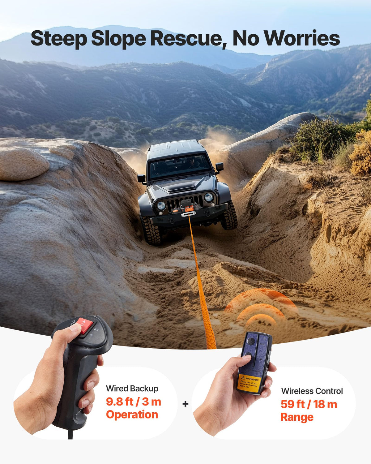 13,500 lb 12V DC Electric Truck Winch with Synthetic Rope N48770