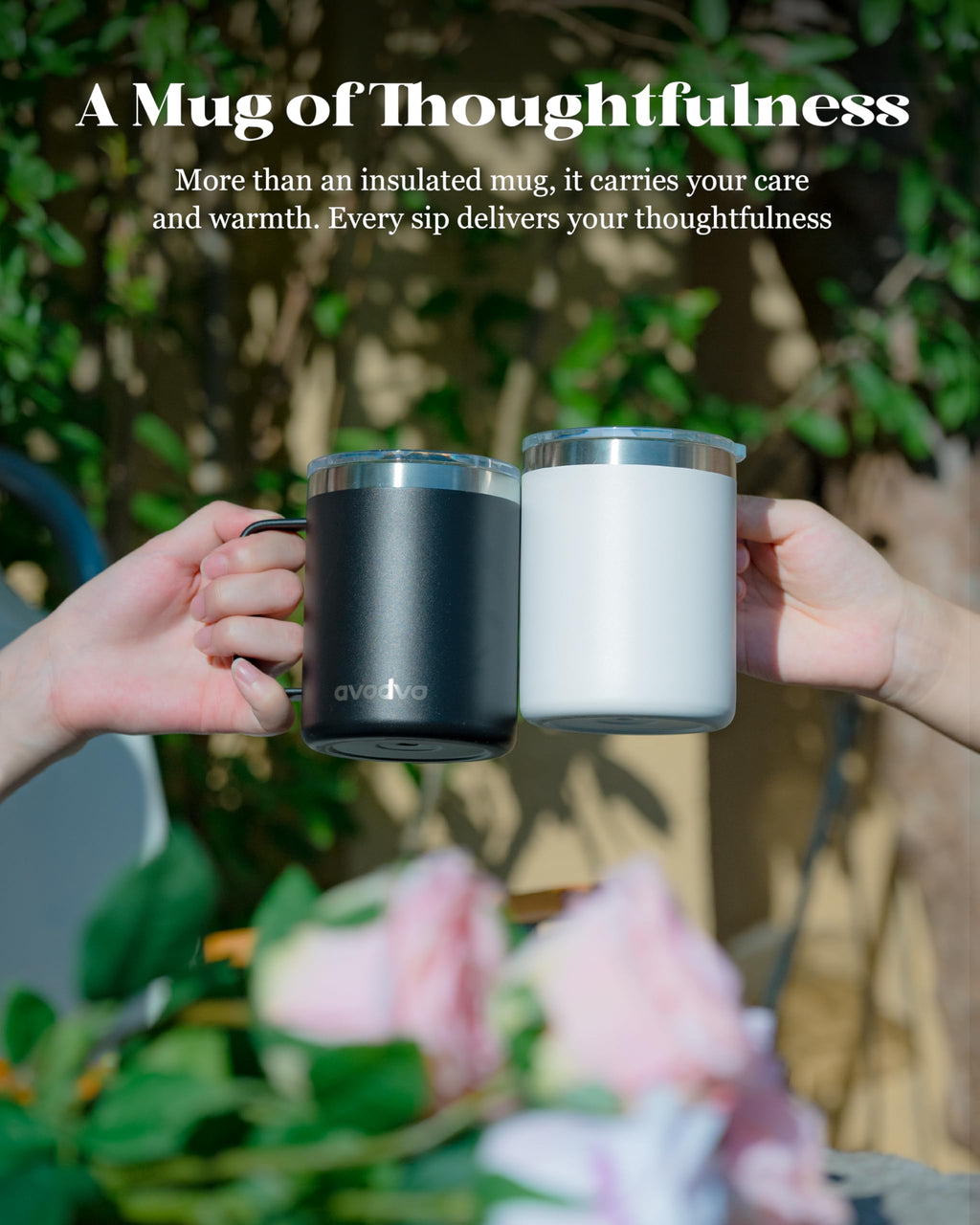 2 Pack 12oz Insulated Stainless Steel Coffee Mug with Lids R79087