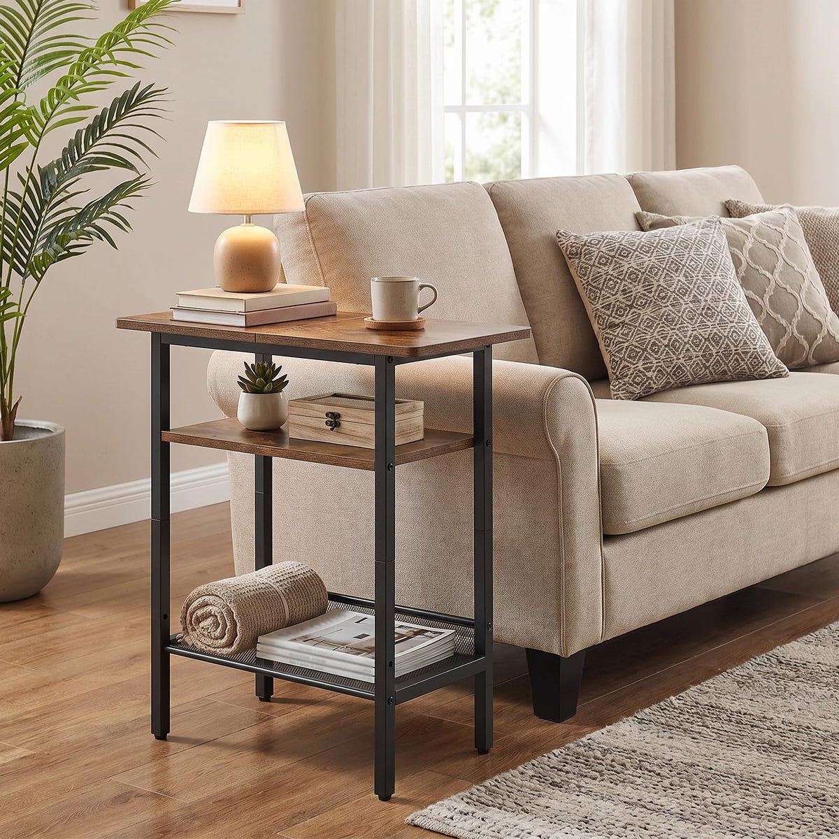 Narrow 3-Tier Side Table with Shelf K9715