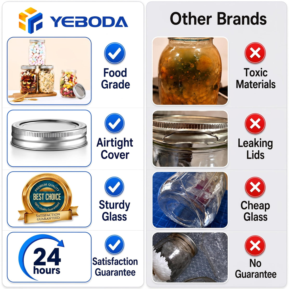 16 oz Clear Glass Mason Jars with Lids and Bands, 12 Pack R584