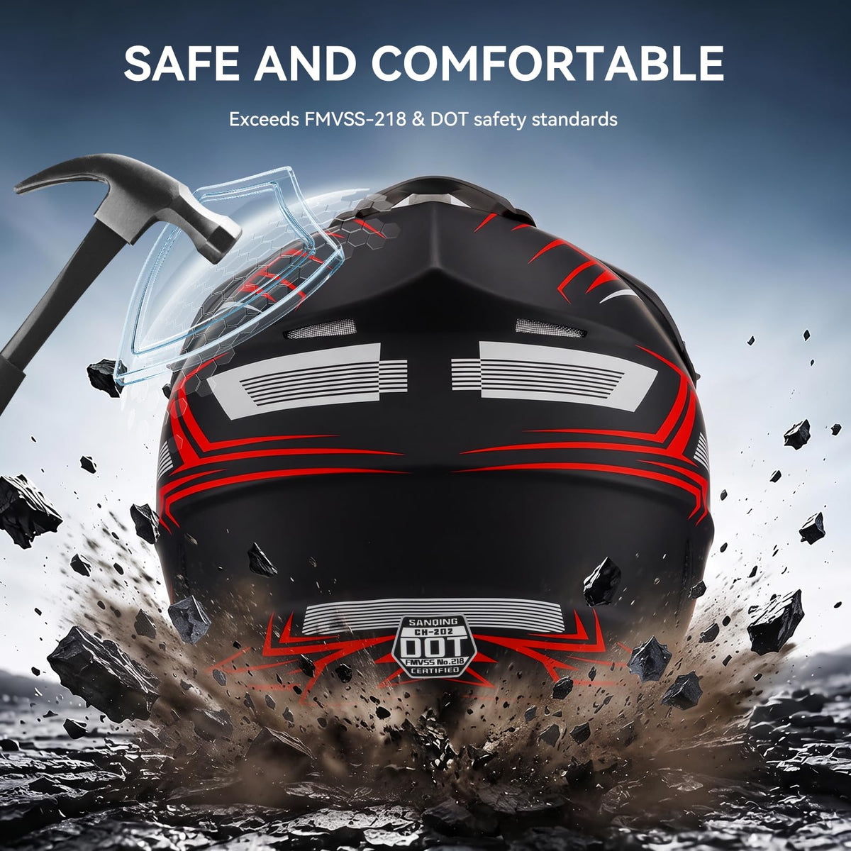 Youth Kids Full Face Motocross Helmet 4PCS Set DOT Approved Red XL C2382