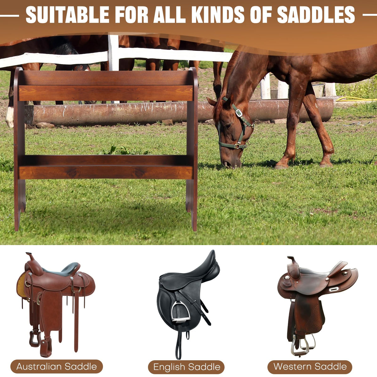 Solid Wood Saddle Rack H140075