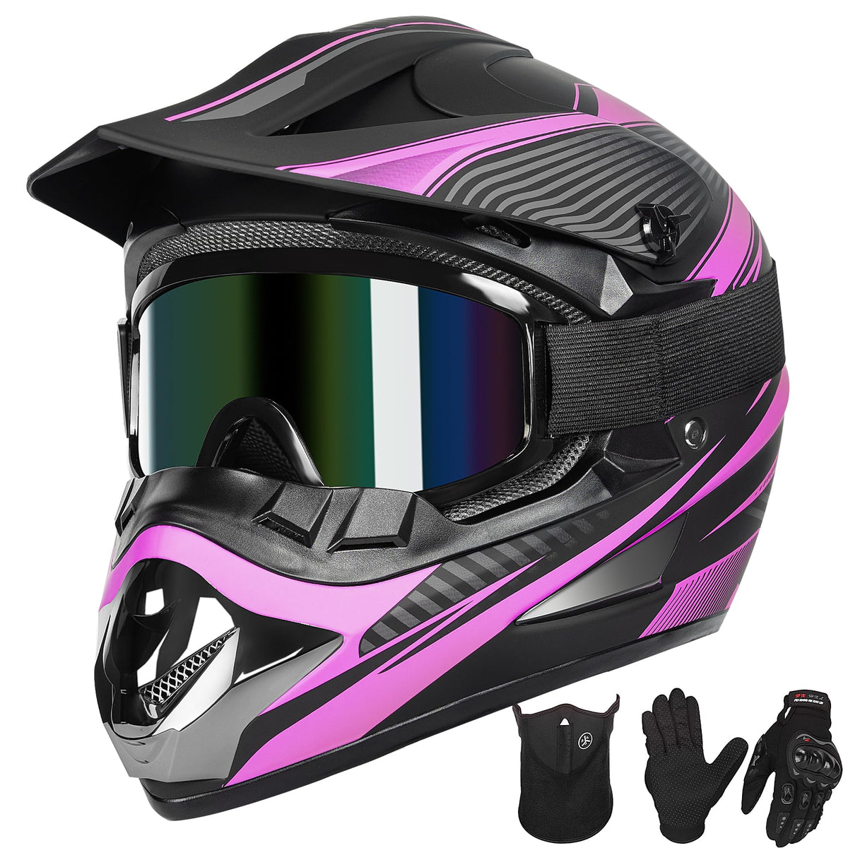 Youth Dirt Bike Helmet 4Pcs Set DOT Approved G870009