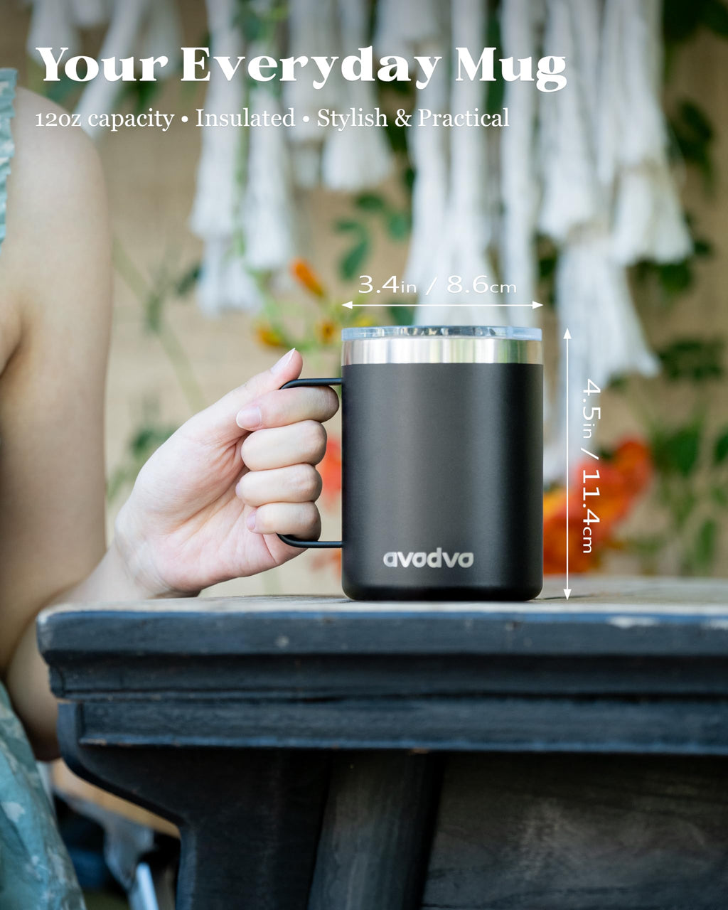 2 Pack 12oz Insulated Stainless Steel Coffee Mug with Lids R79087