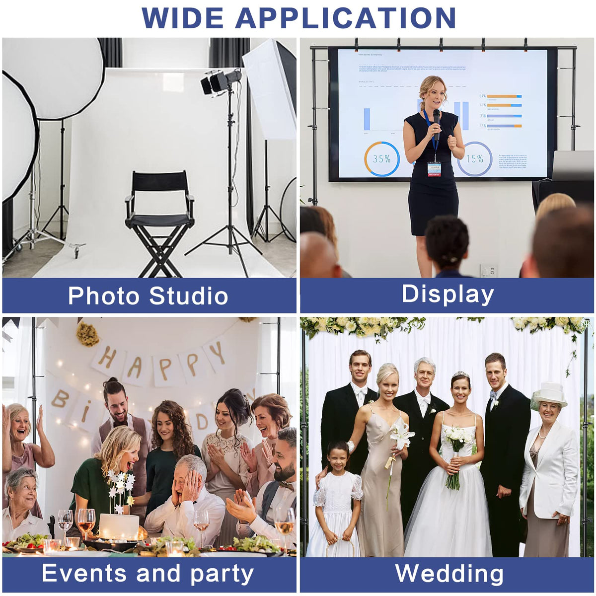 Adjustable Photo Backdrop Stand Kit with Carry Bag M17491