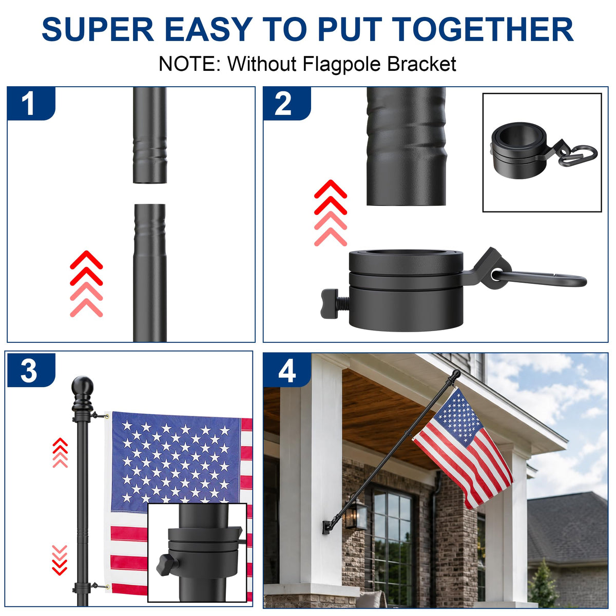 Black 5FT Aluminum Flag Pole J719