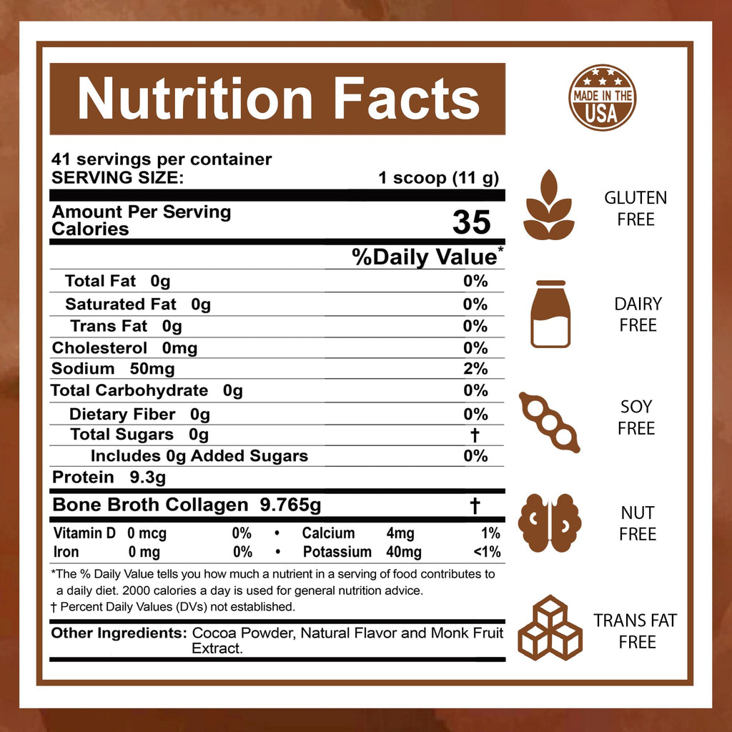 Bone Broth Protein Powder Hot Chocolate Cocoa J4578
