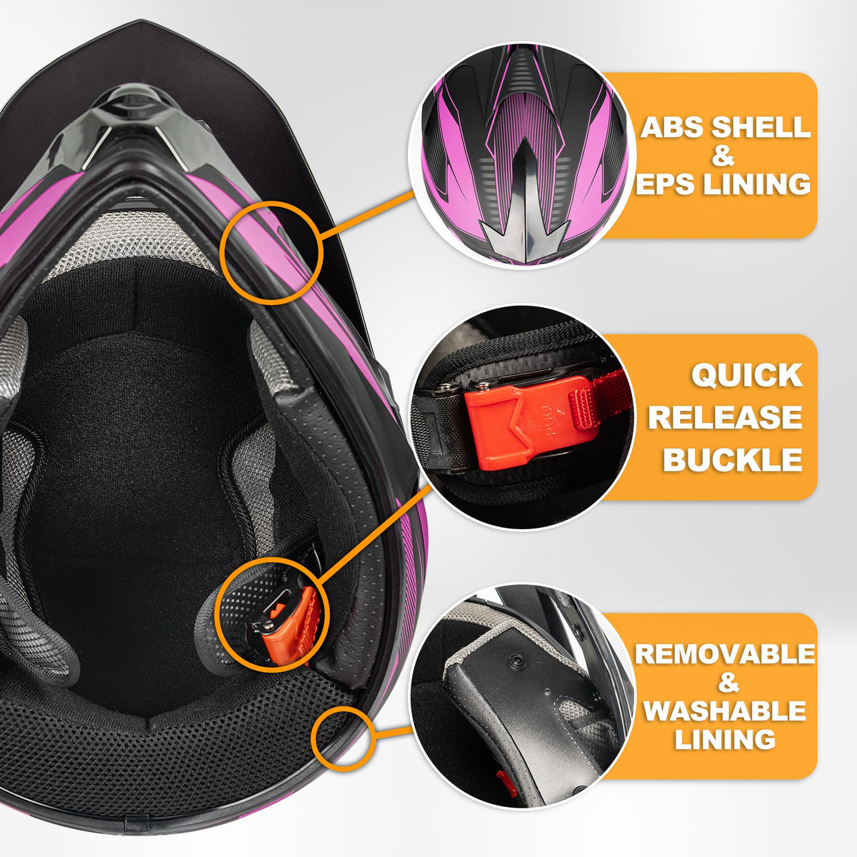 Youth Dirt Bike Helmet 4Pcs Set DOT Approved G870009