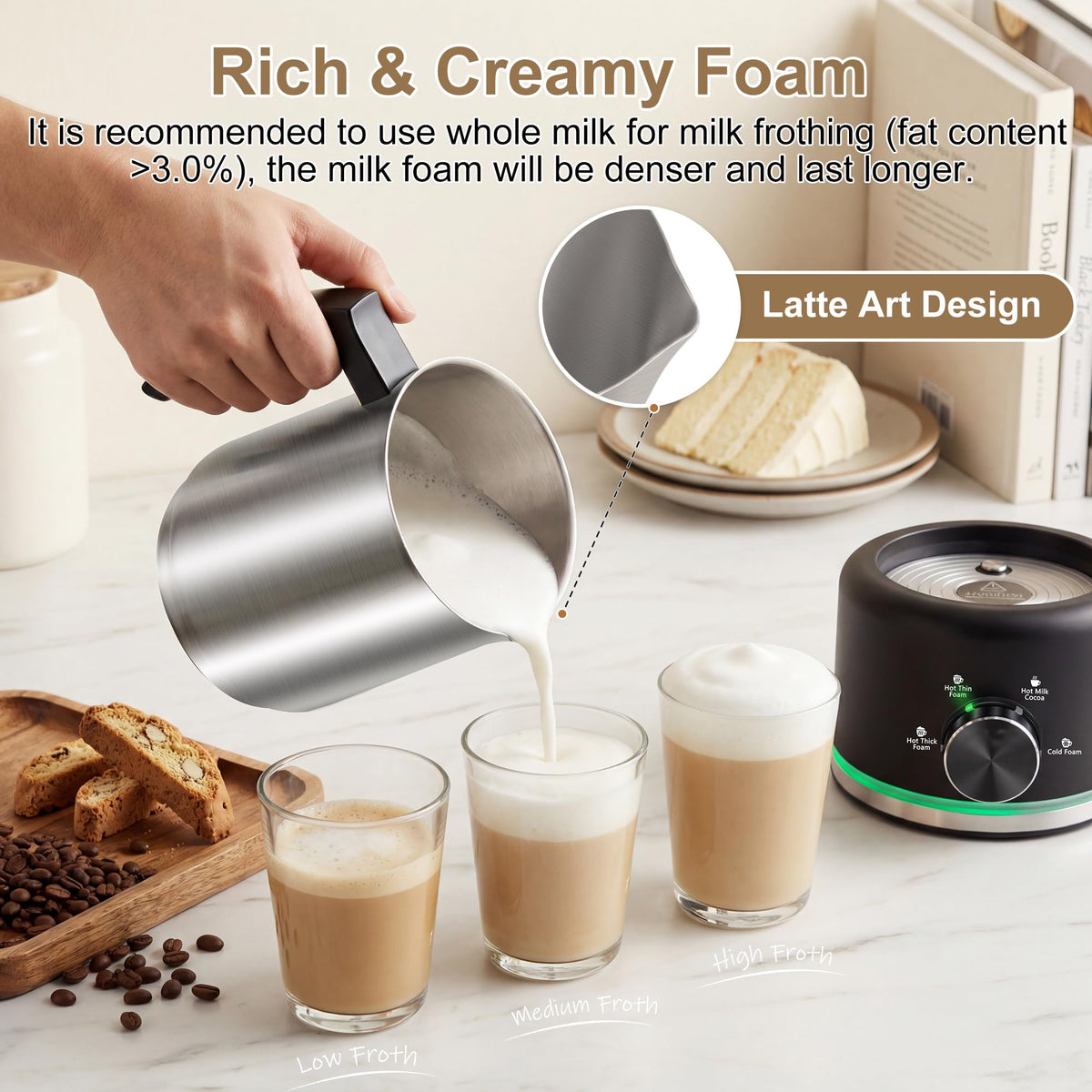 Black Electric Milk Frother and Steamer N83948