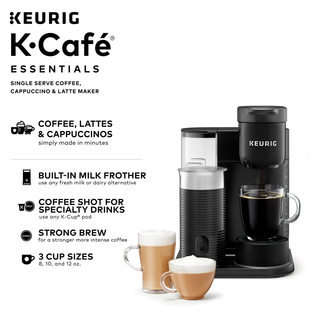 Single Serve Coffee, Latte and Cappuccino Maker, Black F367806