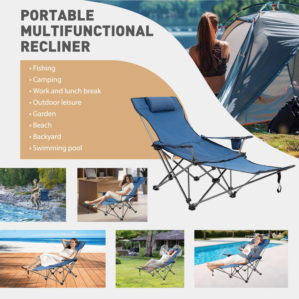 Zero Gravity Reclining Folding Chair with Footrest Cup Holder R9739