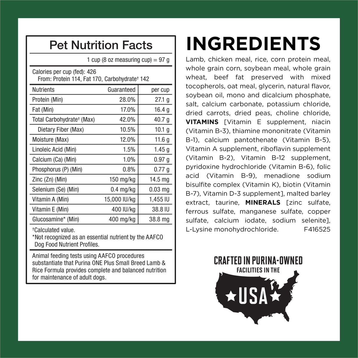 High Protein Dry Dog Food, Lamb, 7.4 lb Bag P37038