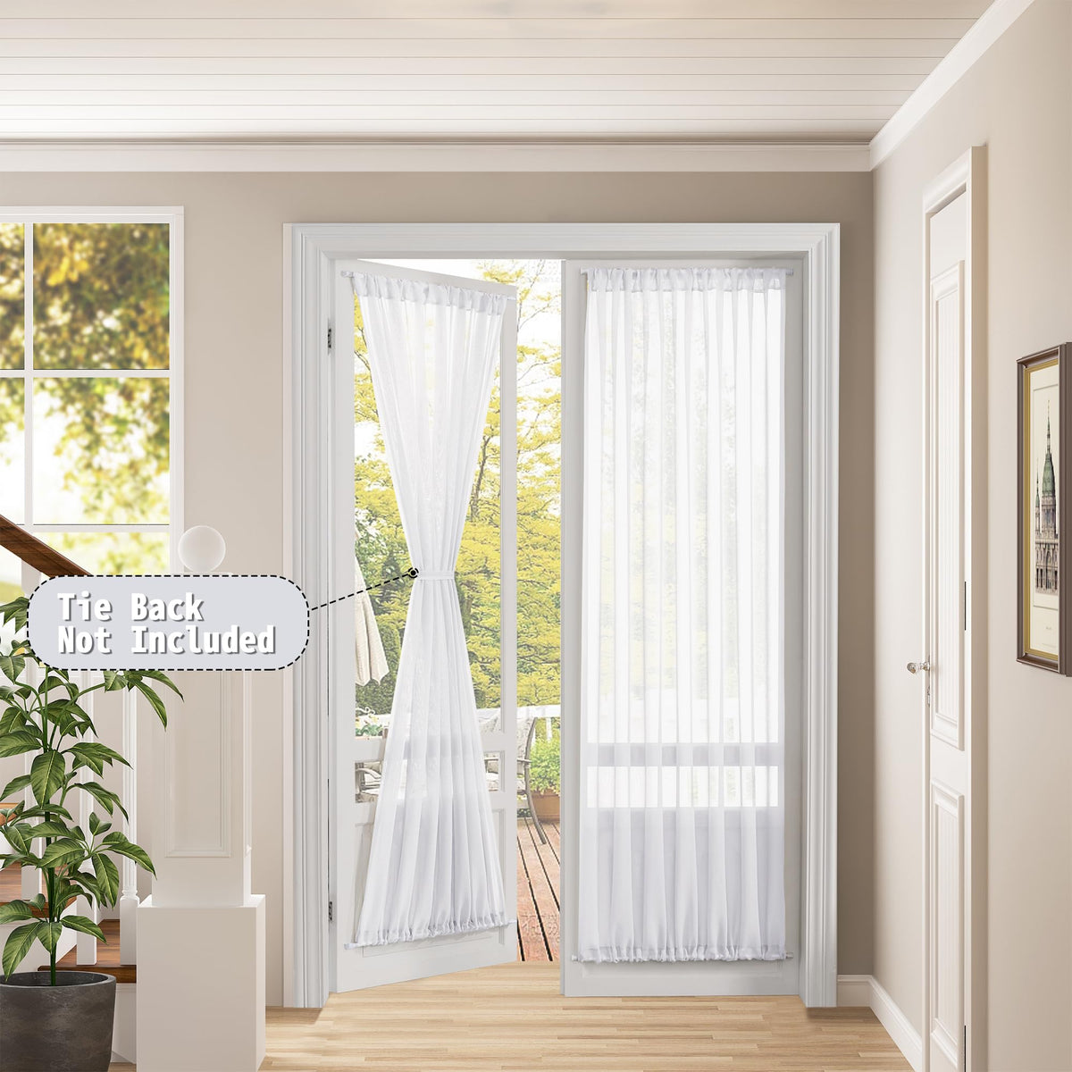 White Linen Textured Sheer Curtains, 25 x 72 Inches, 1 Panel R560495