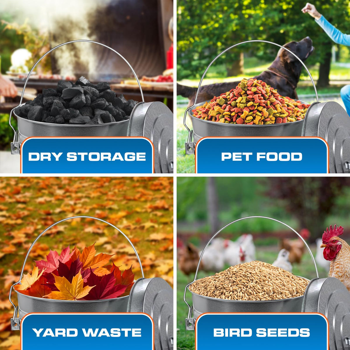 6 Gallon Metal Bird Seed Storage Can with Locking Lid L482597