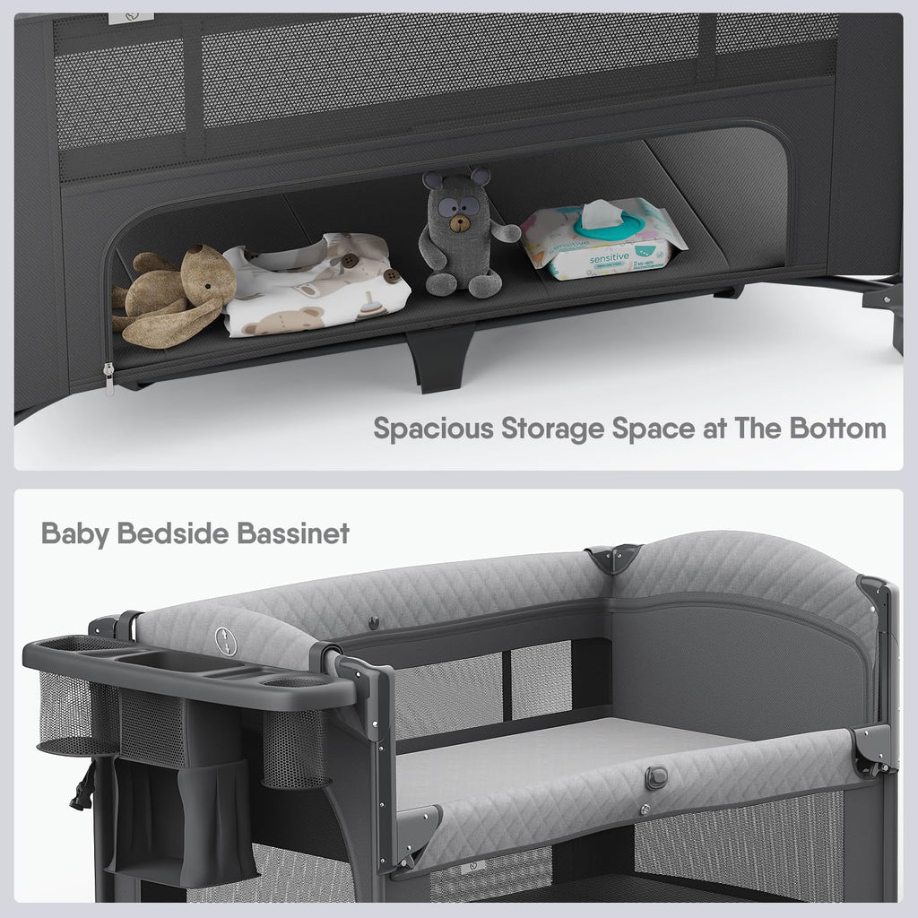 Baby Bassinet, Pack n Play, Bedside Crib Sleeper, Diaper Changer D332460