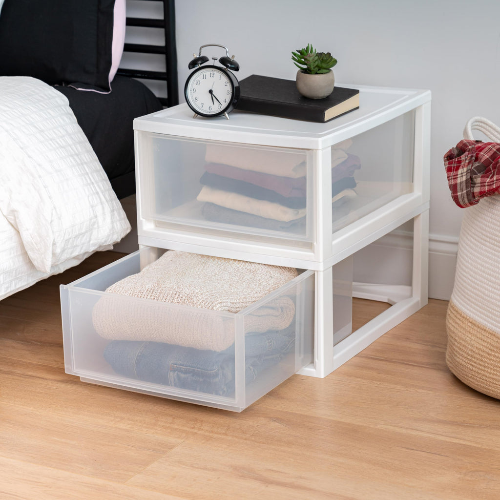 2-Pack 30 Qt. White Stacking Drawer Organizer X189