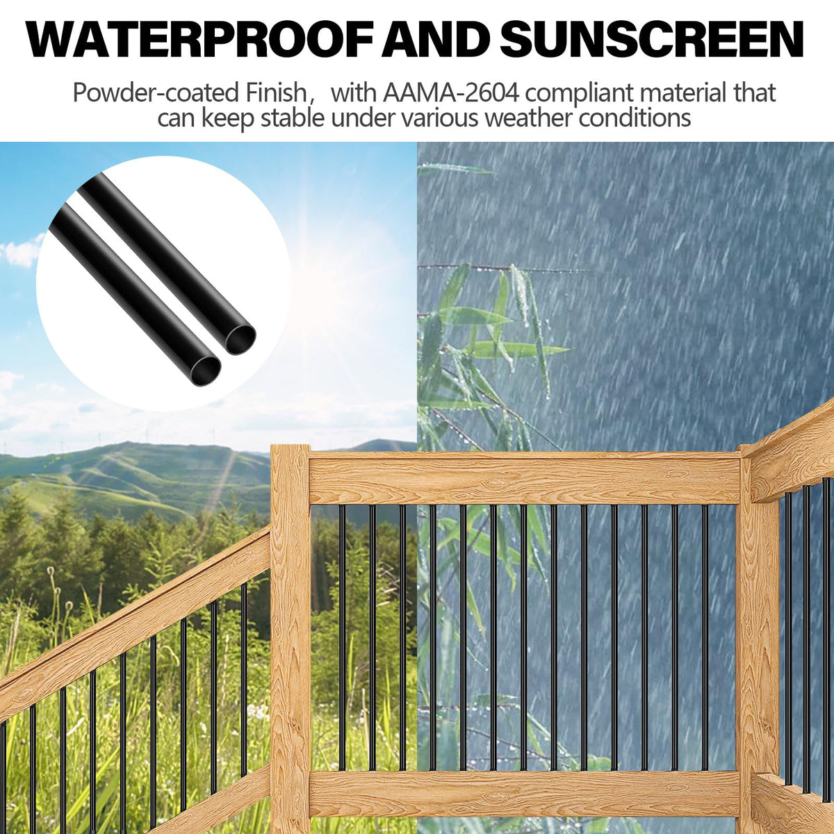 101 Pack 36" Round Black Aluminum Deck Balusters S27900