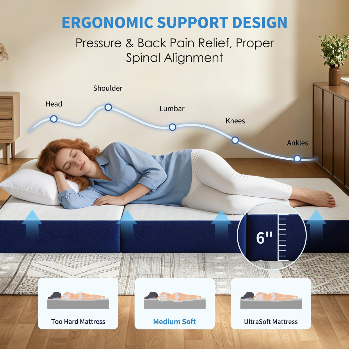 Queen 6 Inch Foldable Gel Memory Foam Mattress N72361