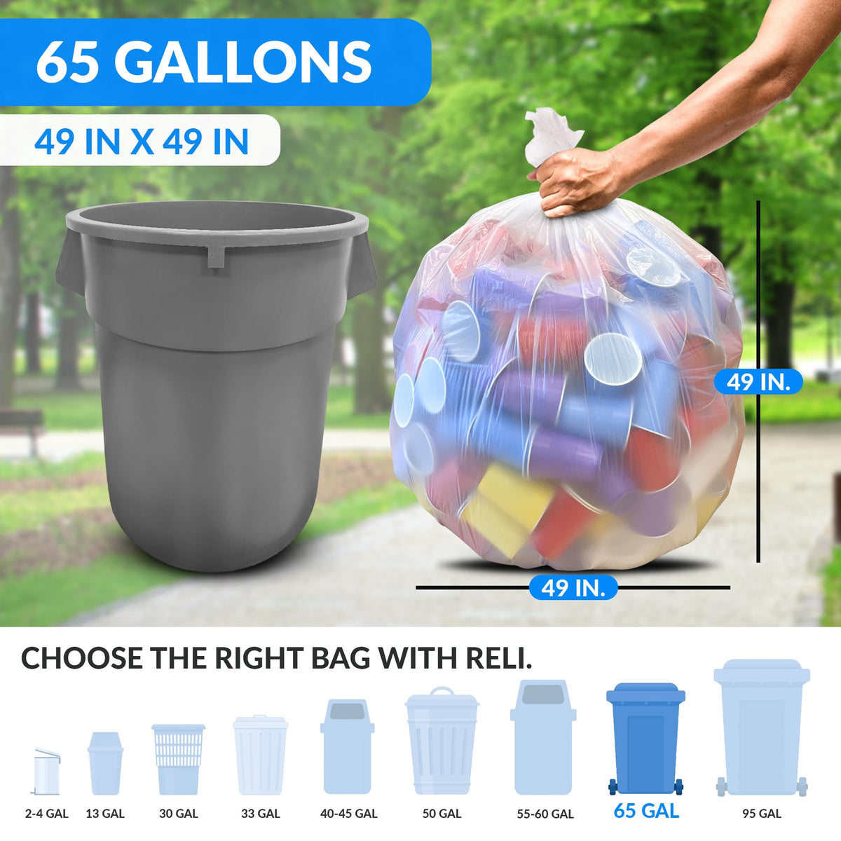 65 Gallon Heavy Duty Trash Bags B78655