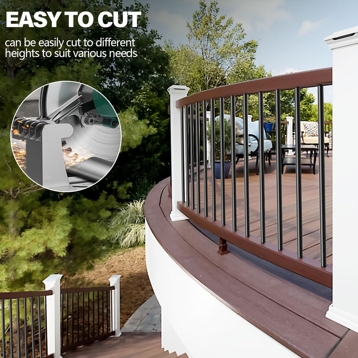 101 Pack 36" Round Black Aluminum Deck Balusters S27900
