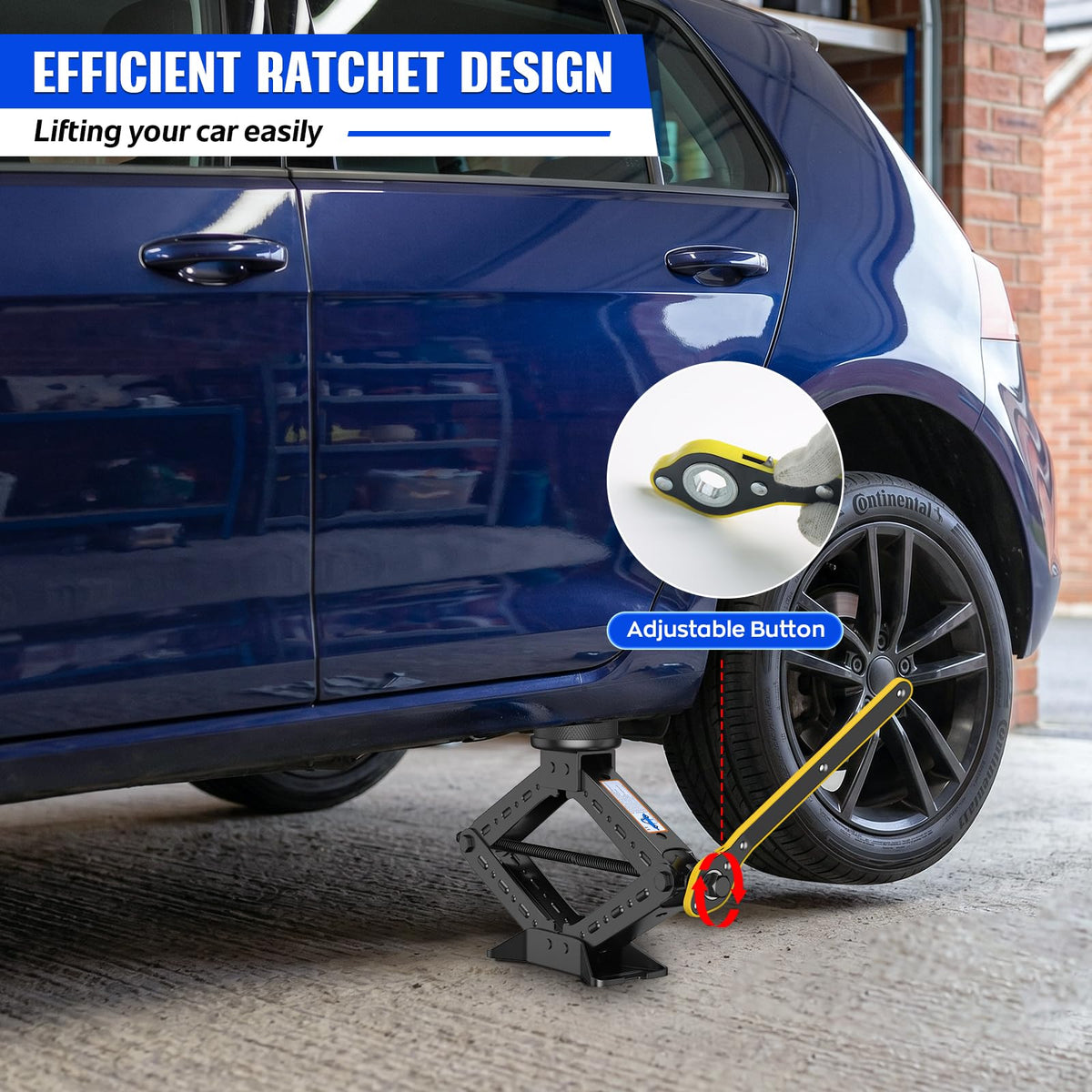 3 Ton Heavy Duty Scissor Jack Kit with Ratchet Wrench U183
