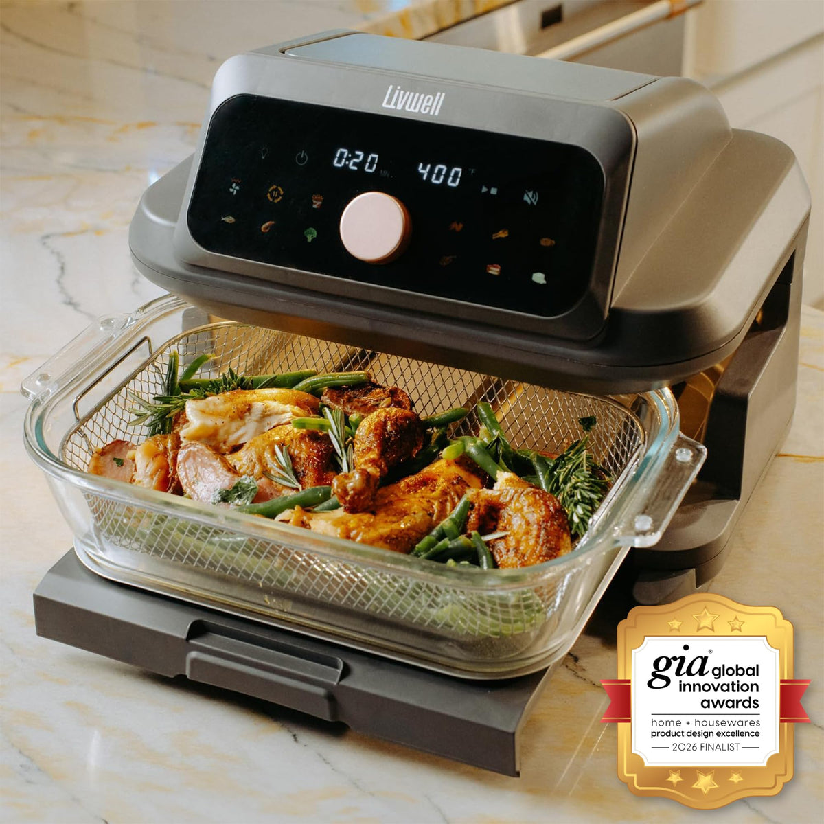 6-Quart Glass Air Fryer with Touch Screen & Drawer Q220115