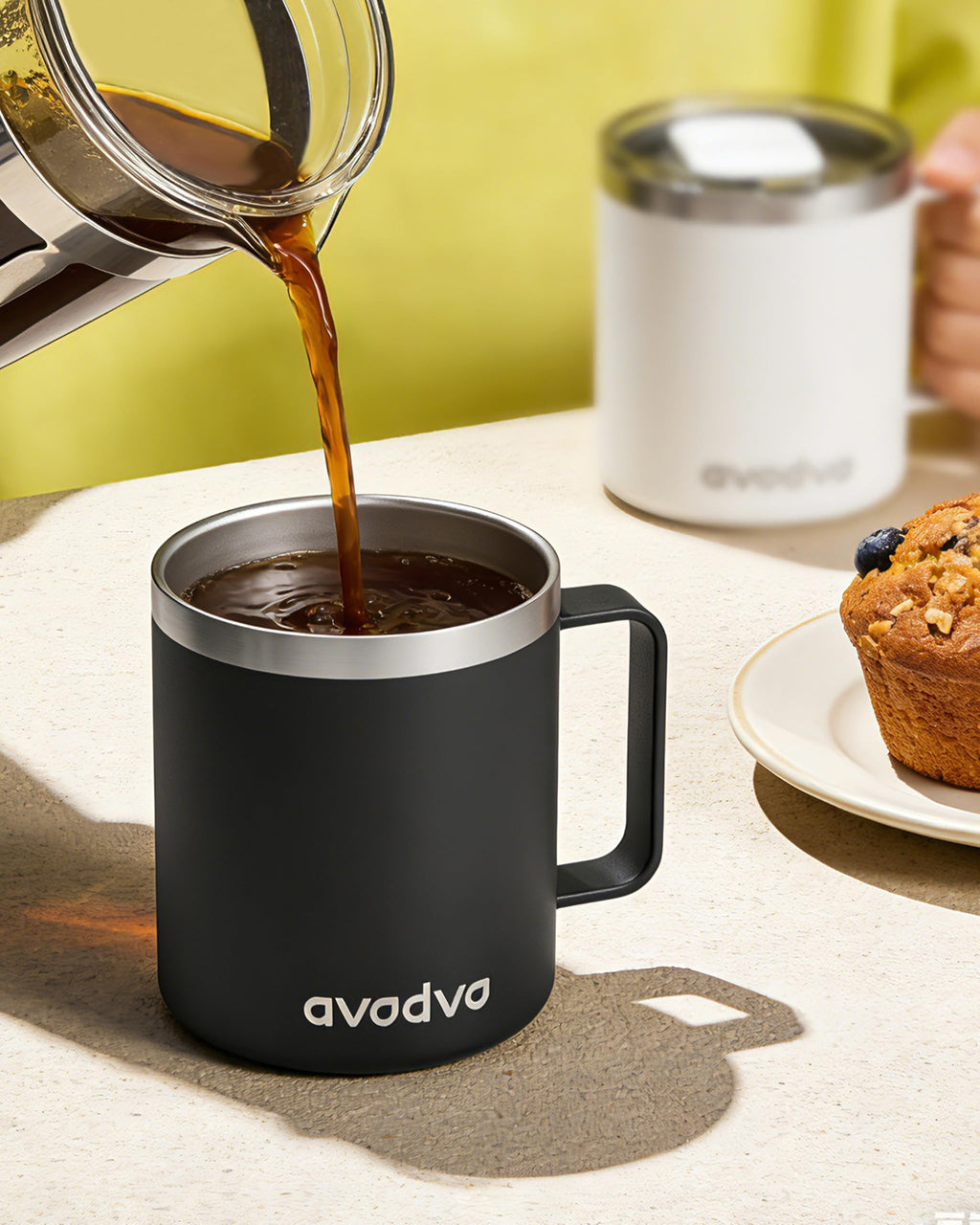 2 Pack 12oz Insulated Stainless Steel Coffee Mug with Lids R79087