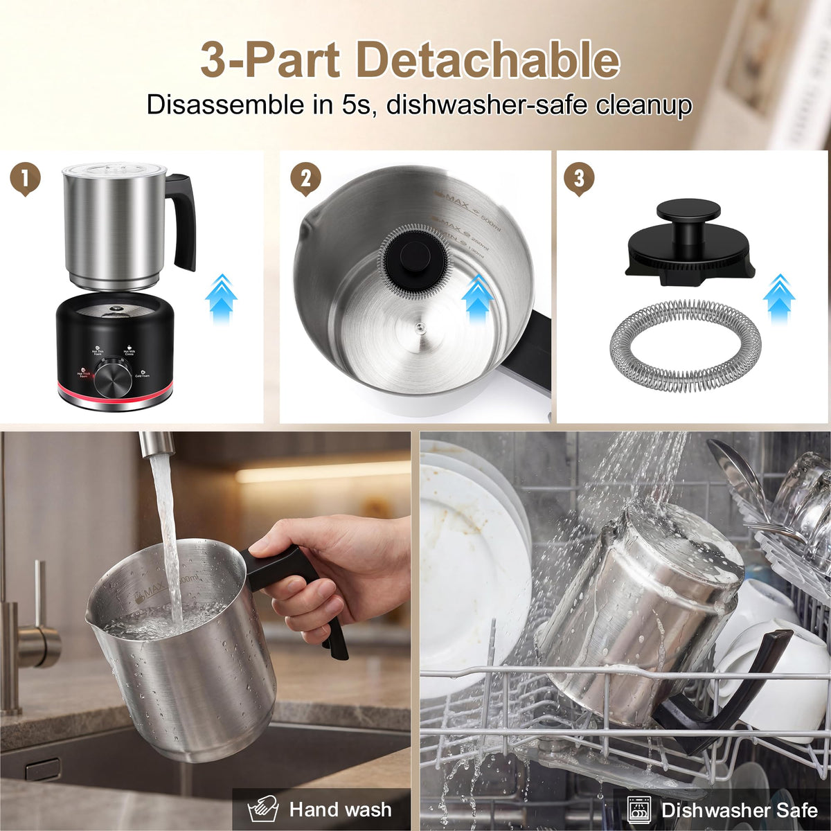 Black Electric Milk Frother and Steamer N83948