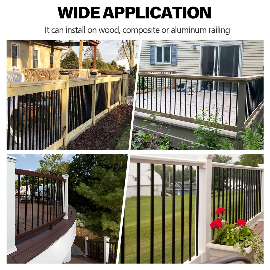 101 Pack 36" Round Black Aluminum Deck Balusters S27900