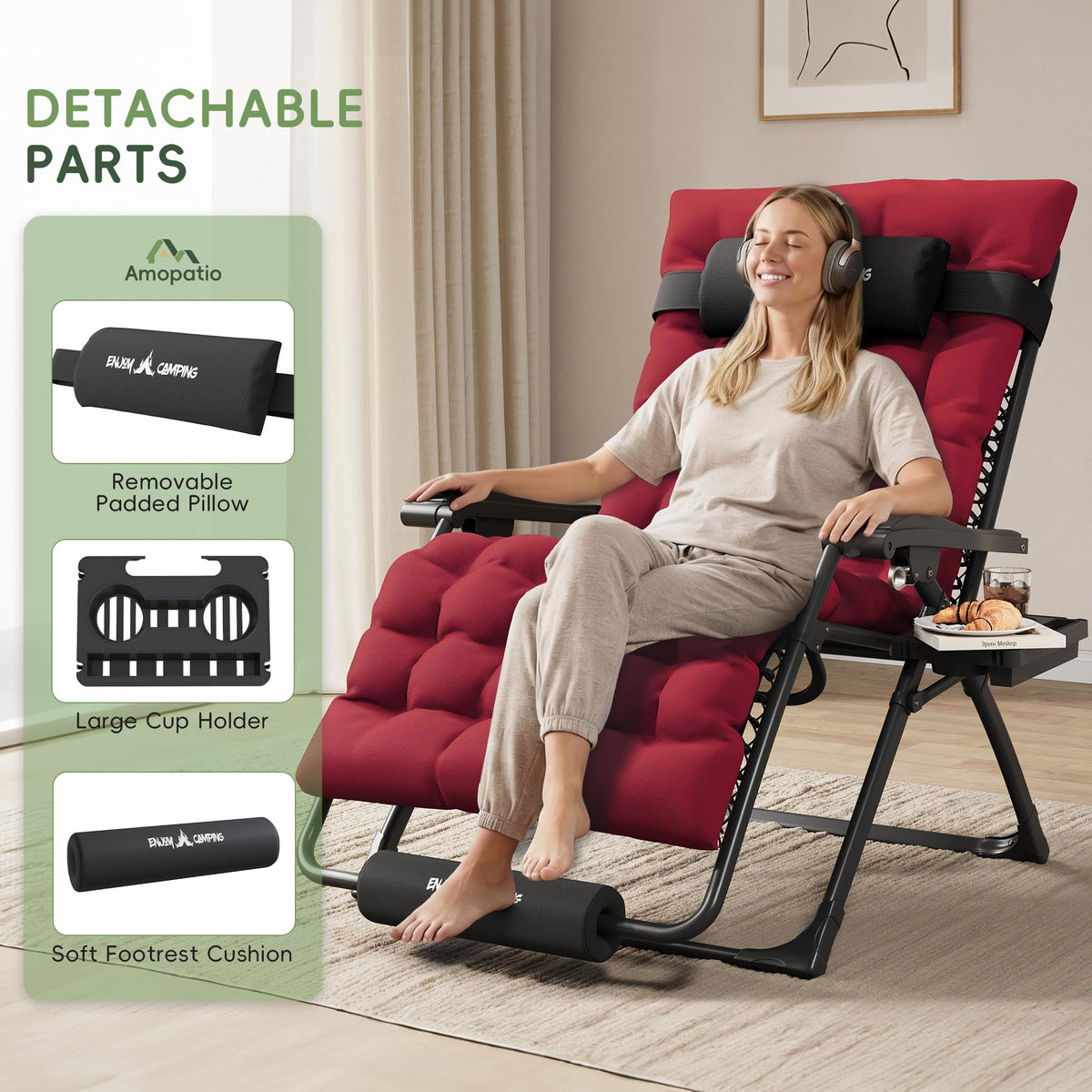 Oversized Folding Reclining Patio Lounge Chair O618376