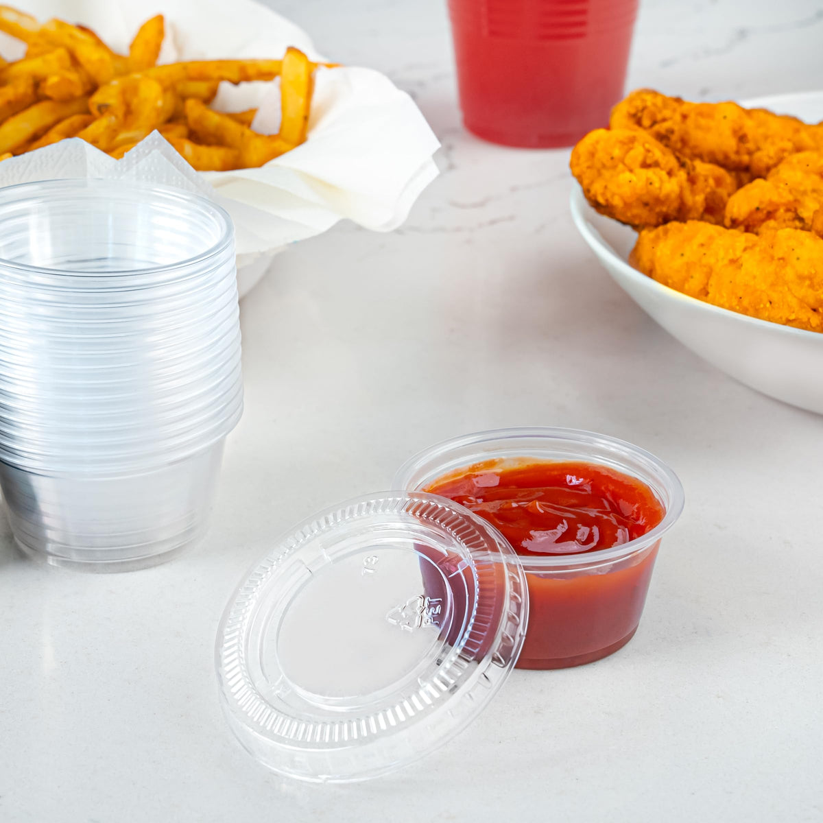 2oz 50 Count BPA Free Disposable Plastic To-Go Cups and Lids K573
