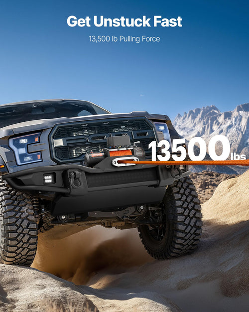 13,500 lb 12V DC Electric Truck Winch with Synthetic Rope N48770