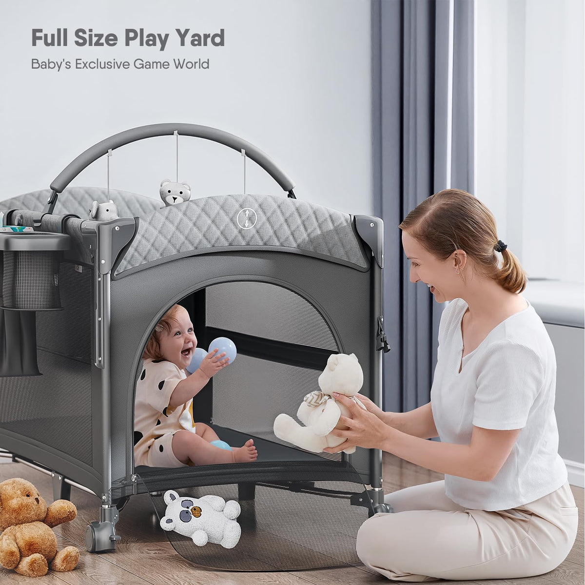 Baby Bassinet, Pack n Play, Bedside Crib Sleeper, Diaper Changer D332460