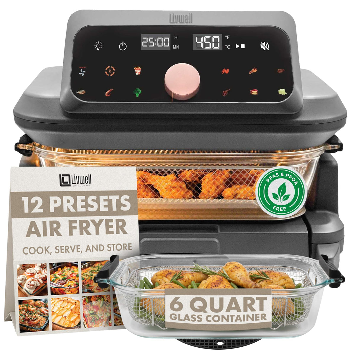 6-Quart Glass Air Fryer with Touch Screen & Drawer Q220115