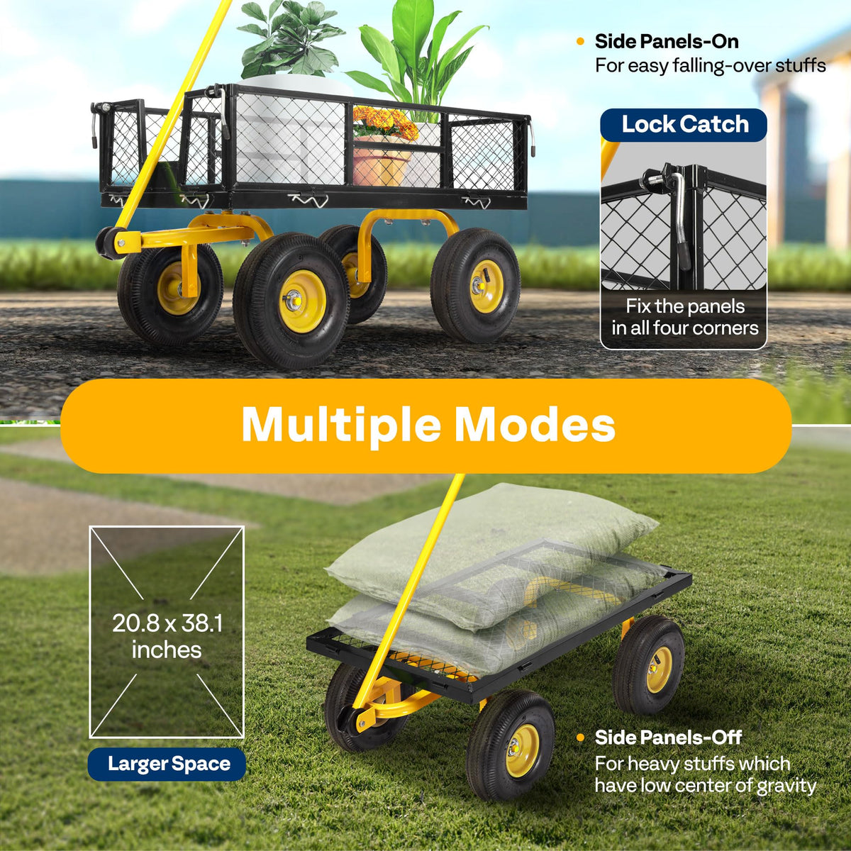Heavy Duty 4.5 Cu Ft Mesh Steel Garden Cart I18718