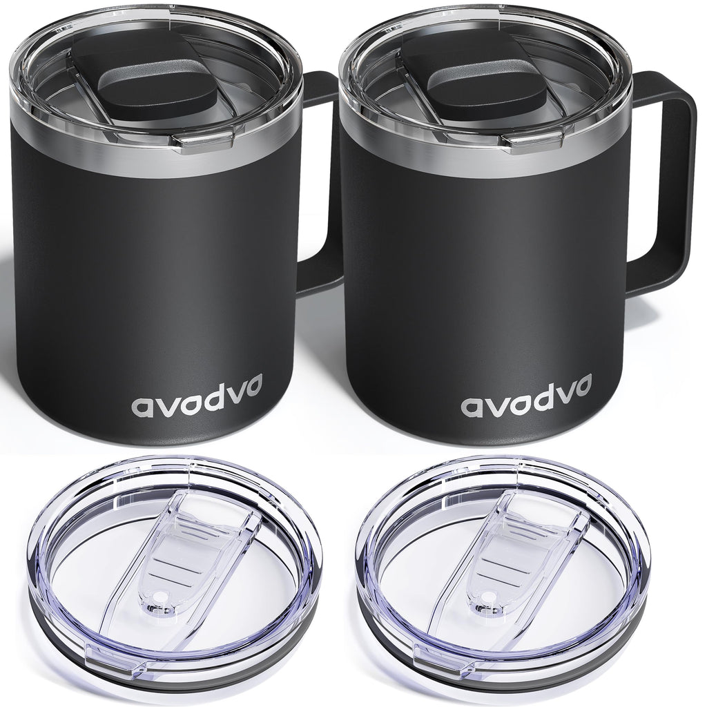 2 Pack 12oz Insulated Stainless Steel Coffee Mug with Lids R79087