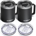 2 Pack 12oz Insulated Stainless Steel Coffee Mug with Lids R79087
