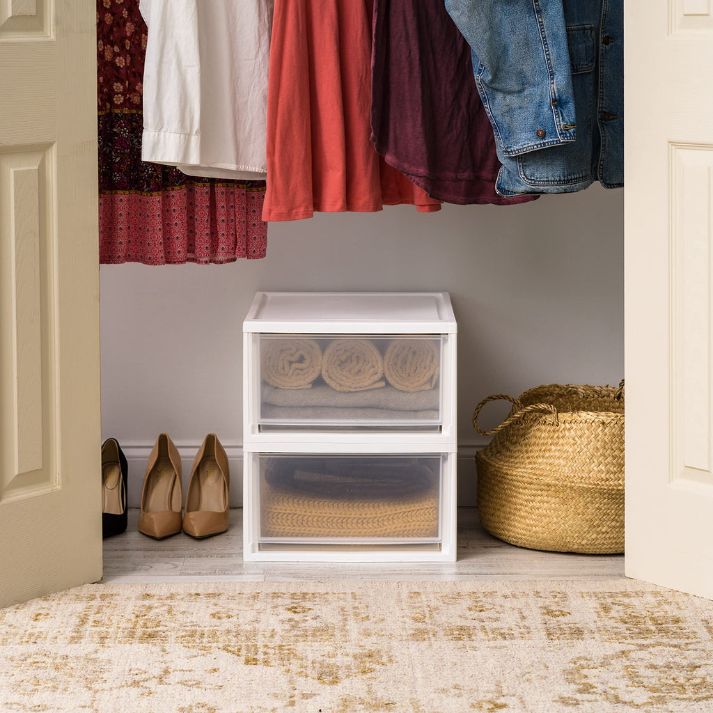 2-Pack 30 Qt. White Stacking Drawer Organizer X189