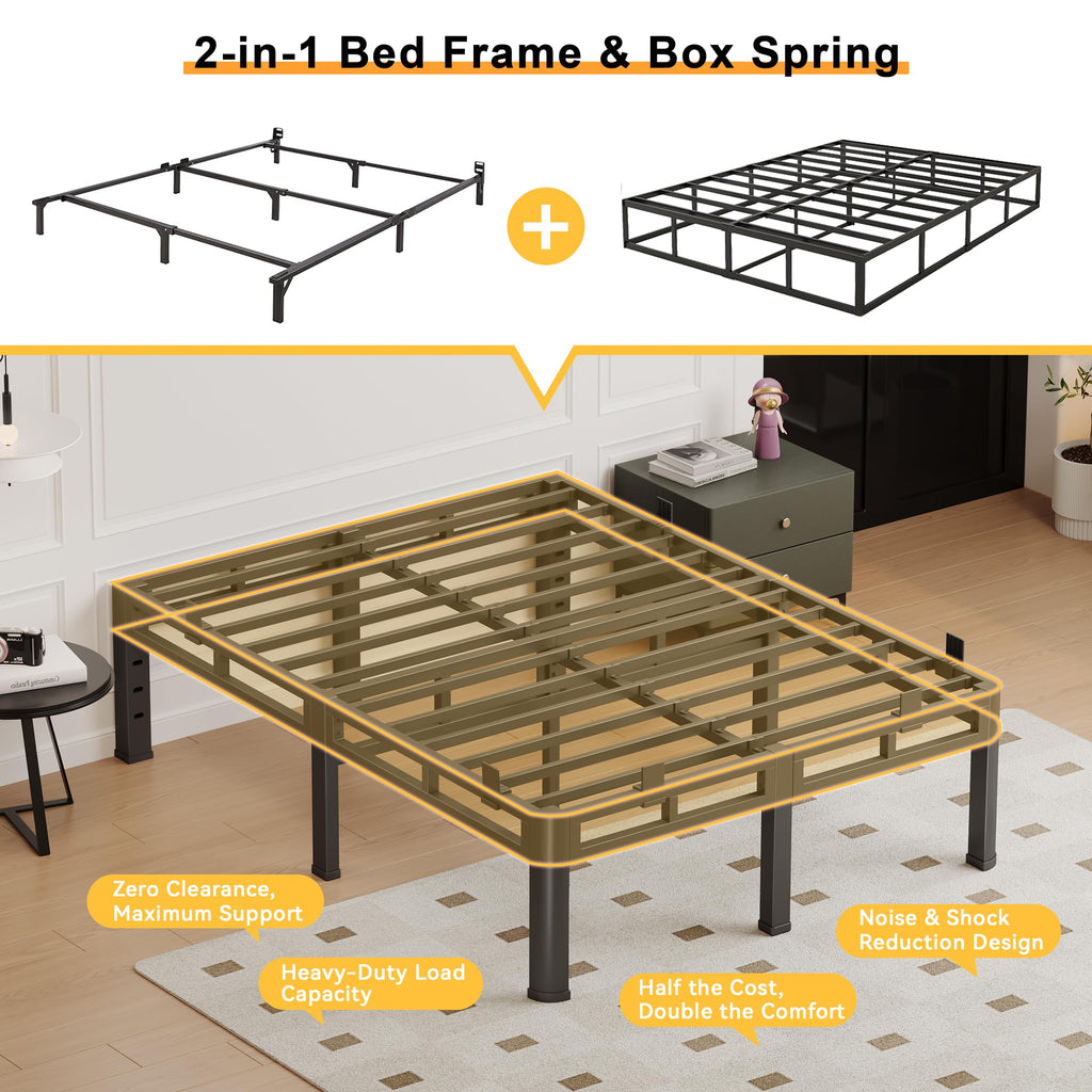 Queen 18 Inch Tall Metal Platform Bed Frame A1885